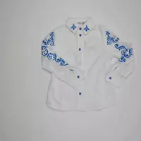Стильная школьная рубашка для девочки с вышивкой Suzie. Полина сорочка белый-электрик р.116