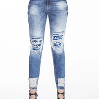 Женские рваные джинсы голубые CIPO & BAXX