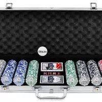 Професійний набір для покеру Poker box в алюмінієвому кейсі (⚠️ Знижений в ціні товар: Пошкоджений кейс ⚠️) №500N