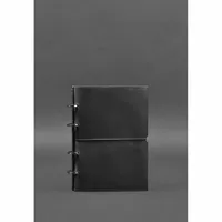 Кожаный блокнот на кольцах (софт-бук) 9.0 в мягкой черной обложке
