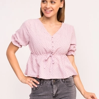 LUREX Стильная блузка в горошек - розовый цвет, L