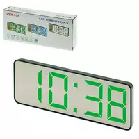 Годинник мережний VST-898-4, яскраво-зелений, температура, USB
