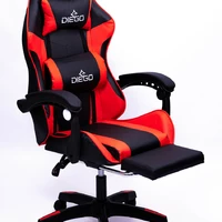 Кресло геймерское DIEGO с подставкою для ног черно-красное