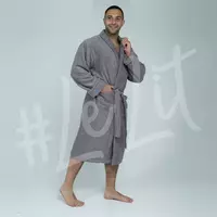 Махровый мужской халат LeLIT Space Grey без капюшона
