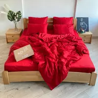 Двуспальное постельное белье LeLIT 0826 красное сатин