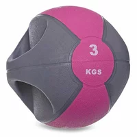 Мяч медицинский медбол с двумя рукоятками Modern FI-2619 Zelart  3кг  Серо-розовый (56363018)
