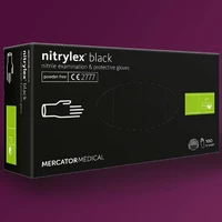 Перчатки нитриловые чёрные без пудры NITRYLEX® black S (100шт\1000шт)