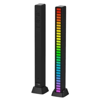 Світлодіодний RGB світильник із мікрофоном. LED світильник "Рівні музики", 32 світлодіоди 5V, 18 см. Аудіо рівень чорний