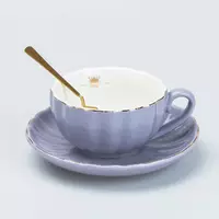 Чашка порцелянова в європейському стилі 200 мл з блюдцем і ложкою, бузковий