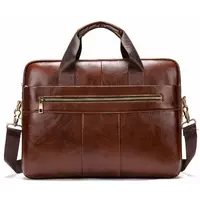Деловая мужская сумка из зернистой кожи Vintage 14836 Коричневая