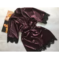 Женский атласный халат шоколад